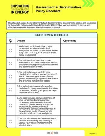Checklist Harassment Discrimination Policy